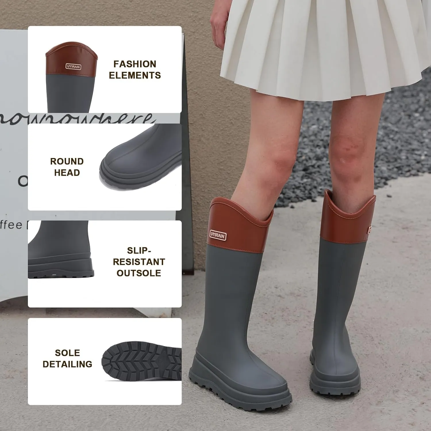 Rain Boots for Women, Anti-Slip Rubber Boots Waterproof Garden Boots Durable Slip Resistant Muck Boots,Tall Water Women Boots Comfort Fishing Boots Knee High Work Boots for Outdoor