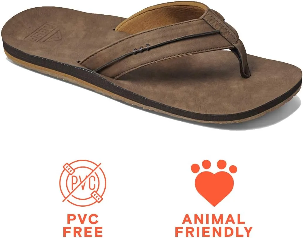 Reef Men's Sandals Marbea SL | Vegan Leather Flip Flops for Men, Tan, 14