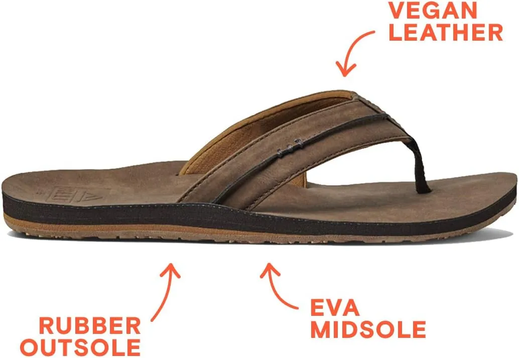 Reef Men's Sandals Marbea SL | Vegan Leather Flip Flops for Men, Tan, 14