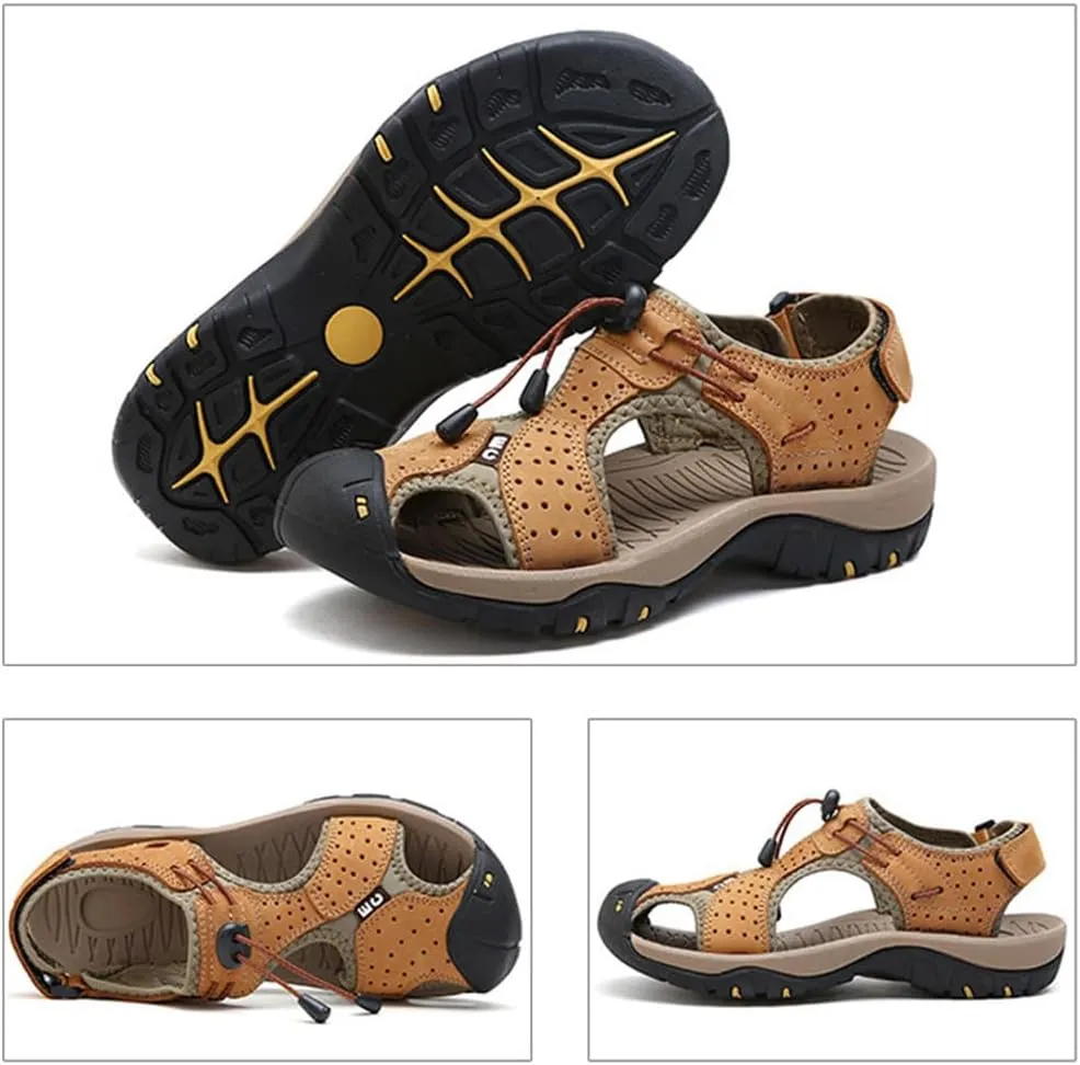 Rojeam Mens Casual Walking Sandals Closed Toe Beach Shoes Sports Outdoor Sandals Summer Sandals for Hiking Trekking