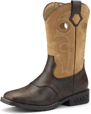Rollda Boys Cowboy Boots Kids Western Boots Square Toe Girls Cowgirl Boots for Toddler/Little Kid/Big Kid