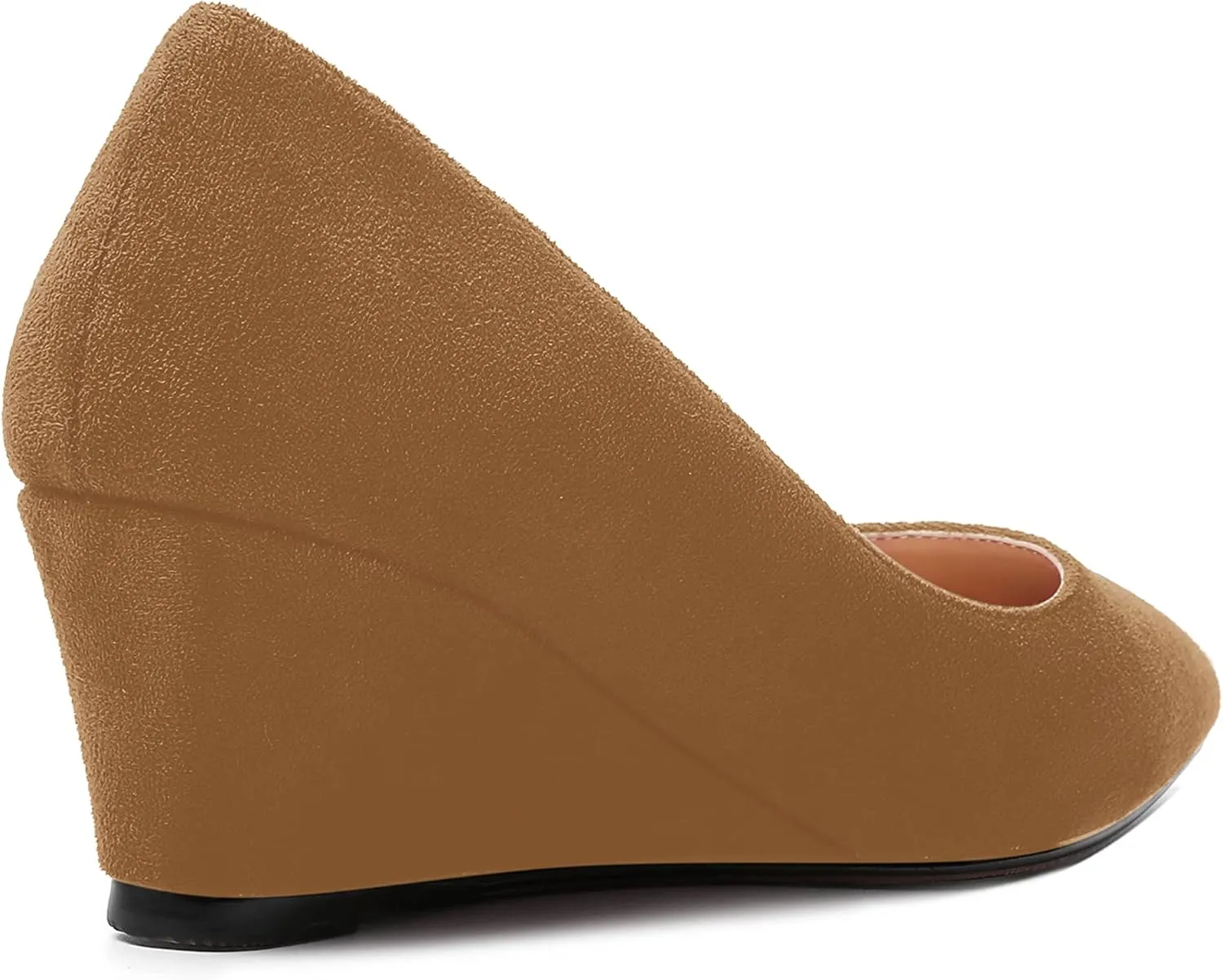 ROSERWISH Womens Wedding Pointed Toe Suede Fashion Slip On Comfortable Wedge Low Heel Pumps Dress Shoes 2 Inch