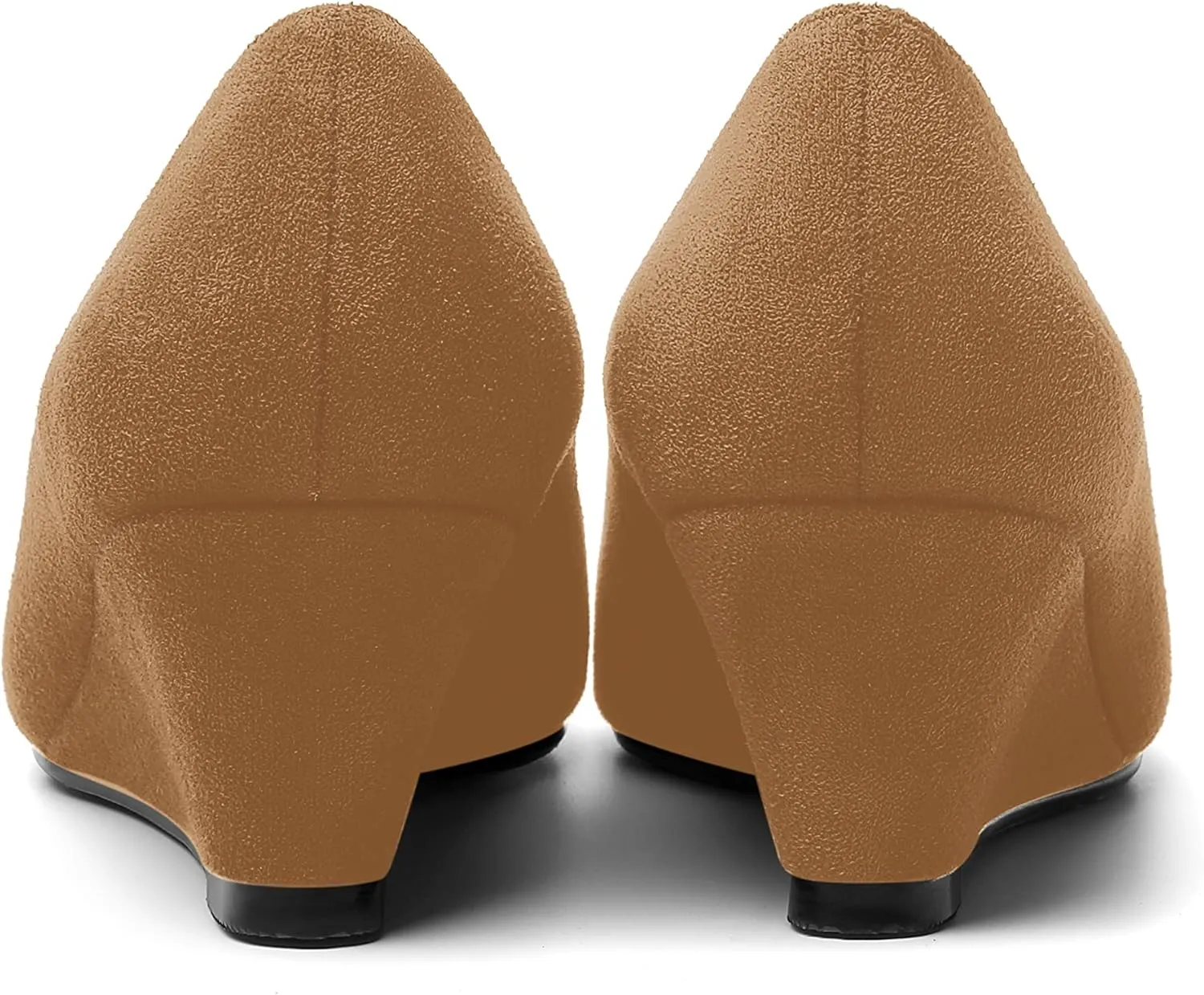 ROSERWISH Womens Wedding Pointed Toe Suede Fashion Slip On Comfortable Wedge Low Heel Pumps Dress Shoes 2 Inch