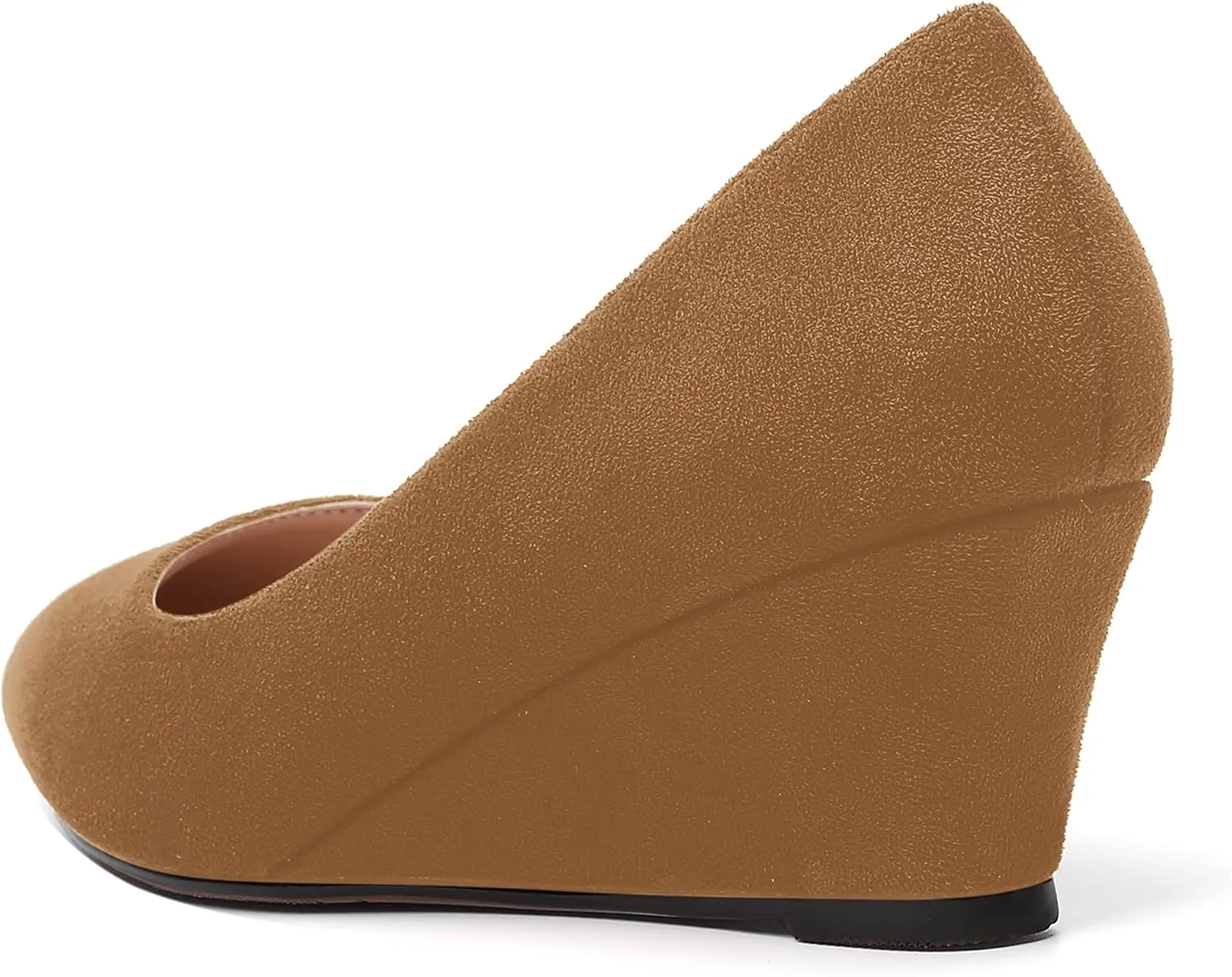 ROSERWISH Womens Wedding Pointed Toe Suede Fashion Slip On Comfortable Wedge Low Heel Pumps Dress Shoes 2 Inch