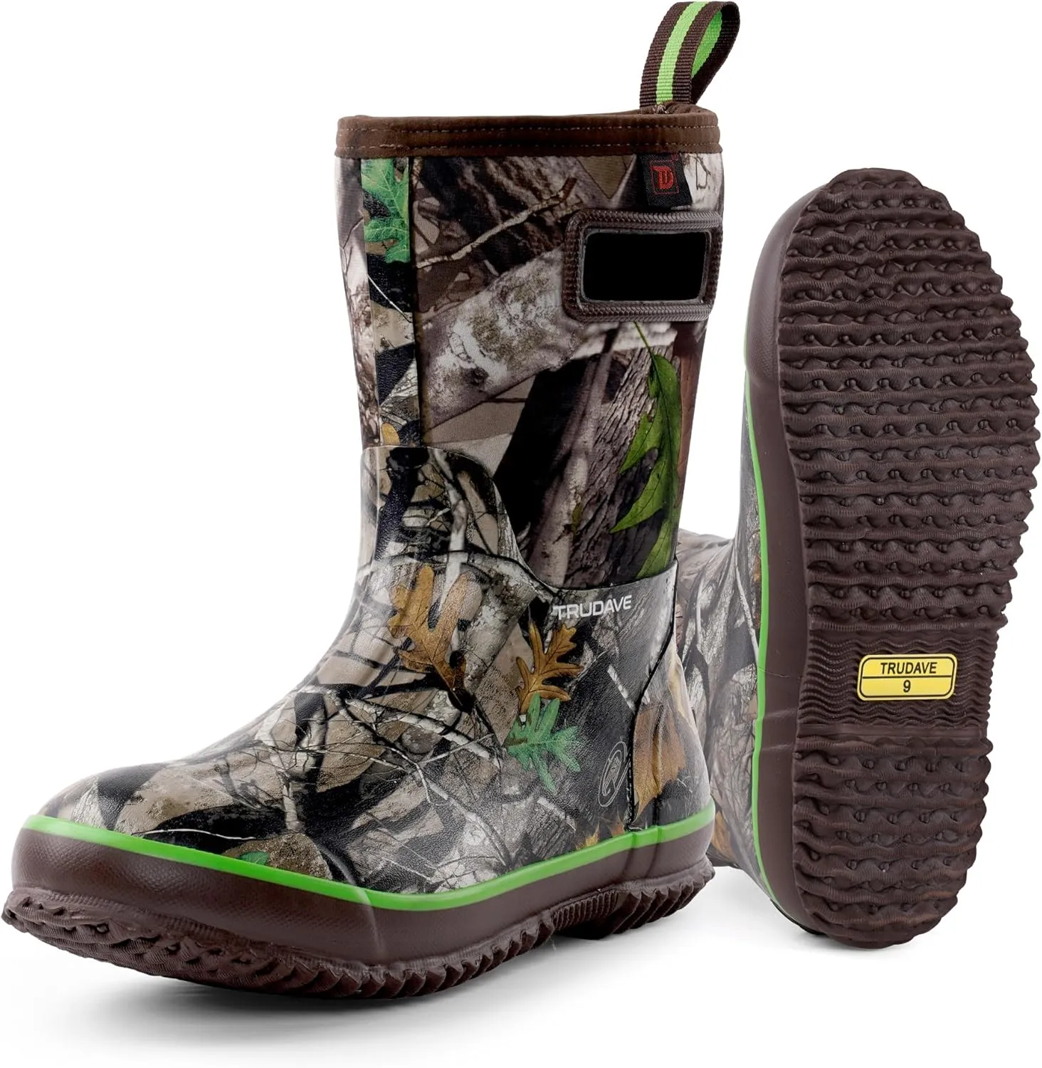 Rubber Boots for Men, Warm 4.5mm Neoprene Waterproof Insulated Rain Boots, Mid Calf All-Season Mud Boots for Outdoor Work Hunting (Size 6-13)