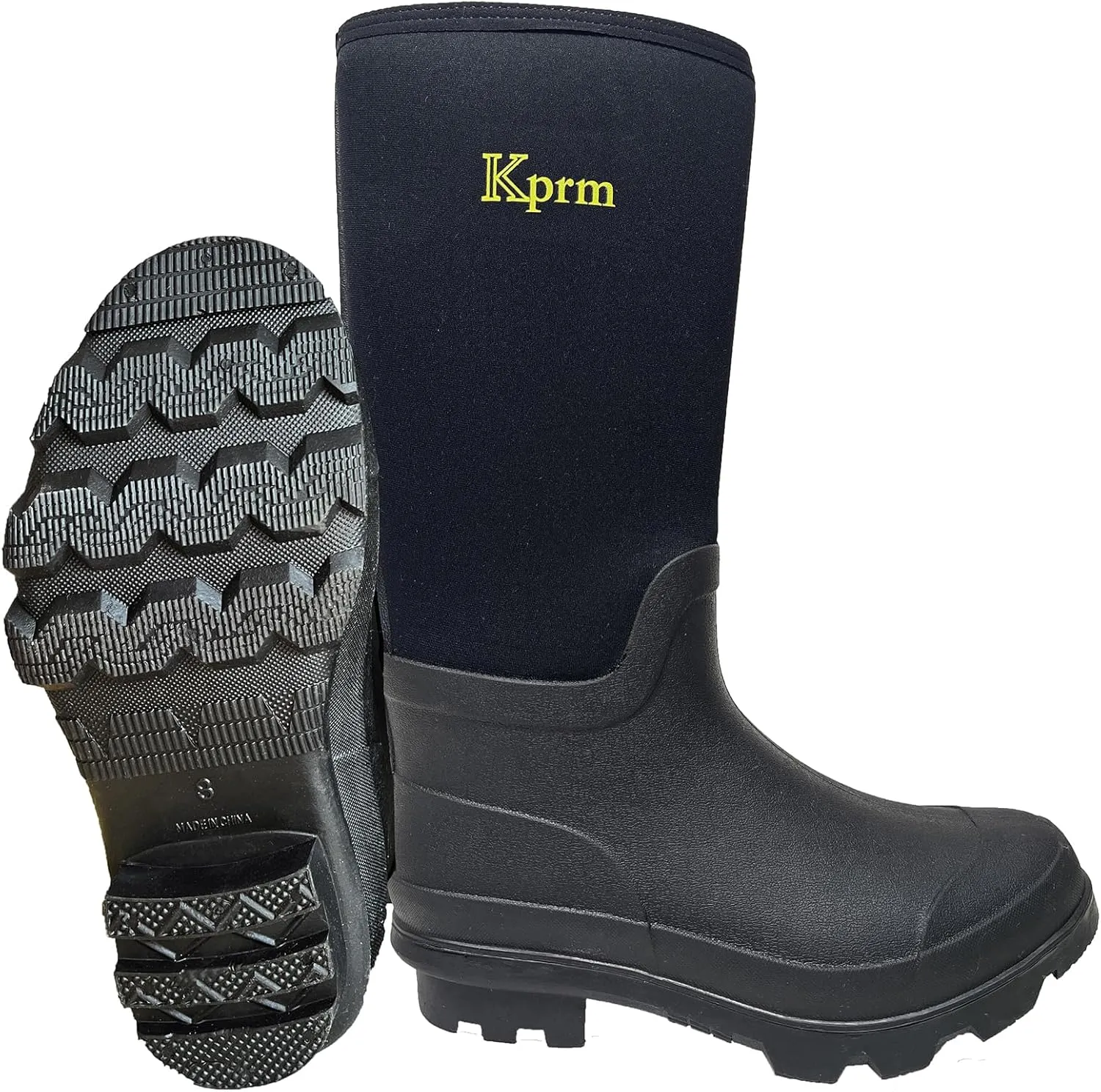 Rubber Rain Boots for Men Waterproof Lightweight Durable Neoprene Men's Work Boot Insulated for Mud Muck Outdoor