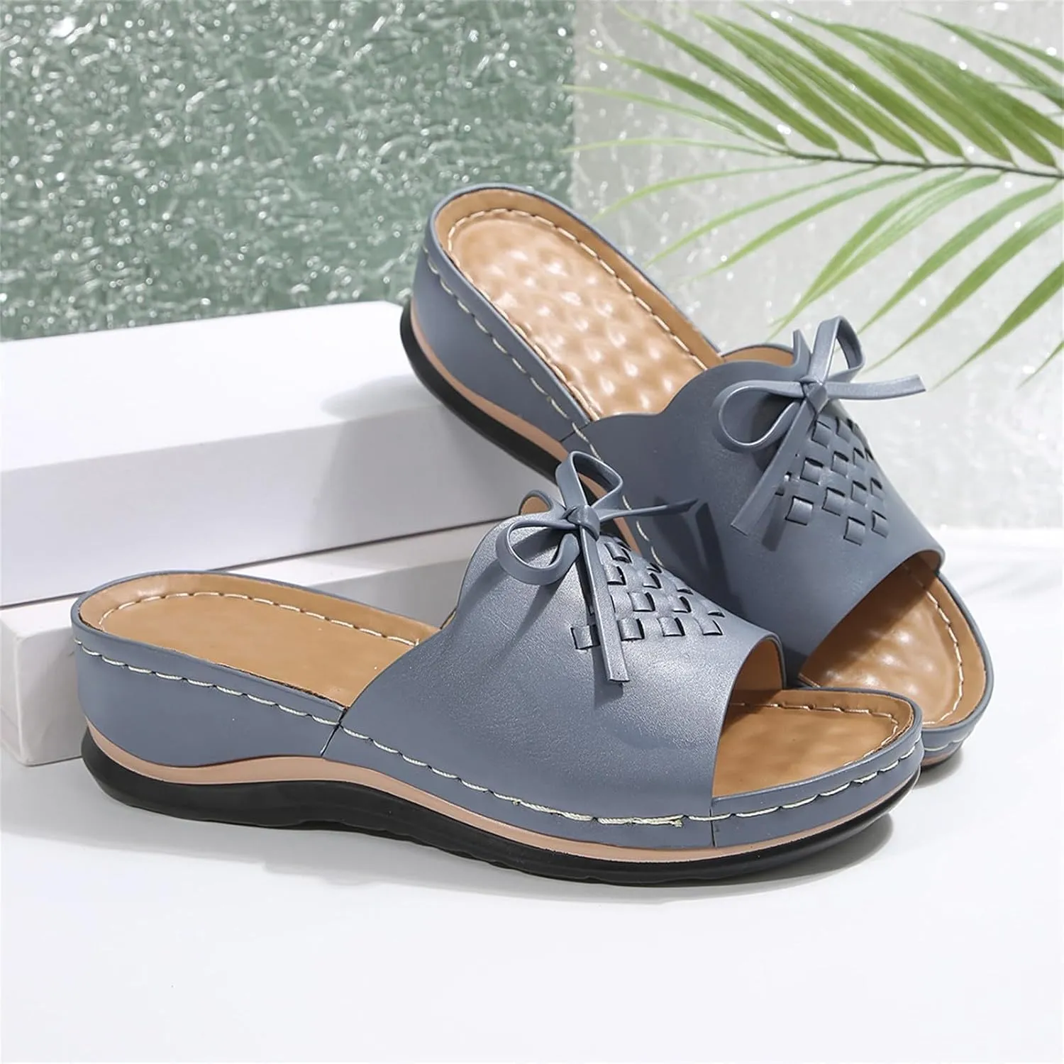 Sandals for Women 2025 Comfortable Arch Support Open Toe Soft Insole Beach Vacation Slingback Slip-On Wedge Sandals