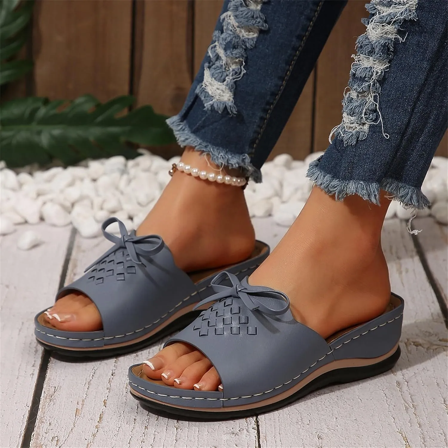 Sandals for Women 2025 Comfortable Arch Support Open Toe Soft Insole Beach Vacation Slingback Slip-On Wedge Sandals