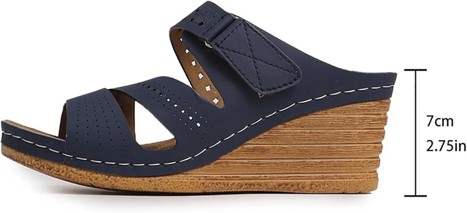 Sandals for Women 2025 Dressy, Summer Open Toe Cork Platform Wedge, Casual Comfortable Beach Wedding Shoes