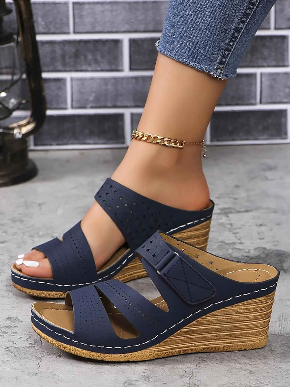 Sandals for Women 2025 Dressy, Summer Open Toe Cork Platform Wedge, Casual Comfortable Beach Wedding Shoes