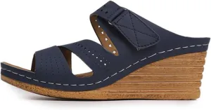 Sandals for Women 2025 Dressy, Summer Open Toe Cork Platform Wedge, Casual Comfortable Beach Wedding Shoes