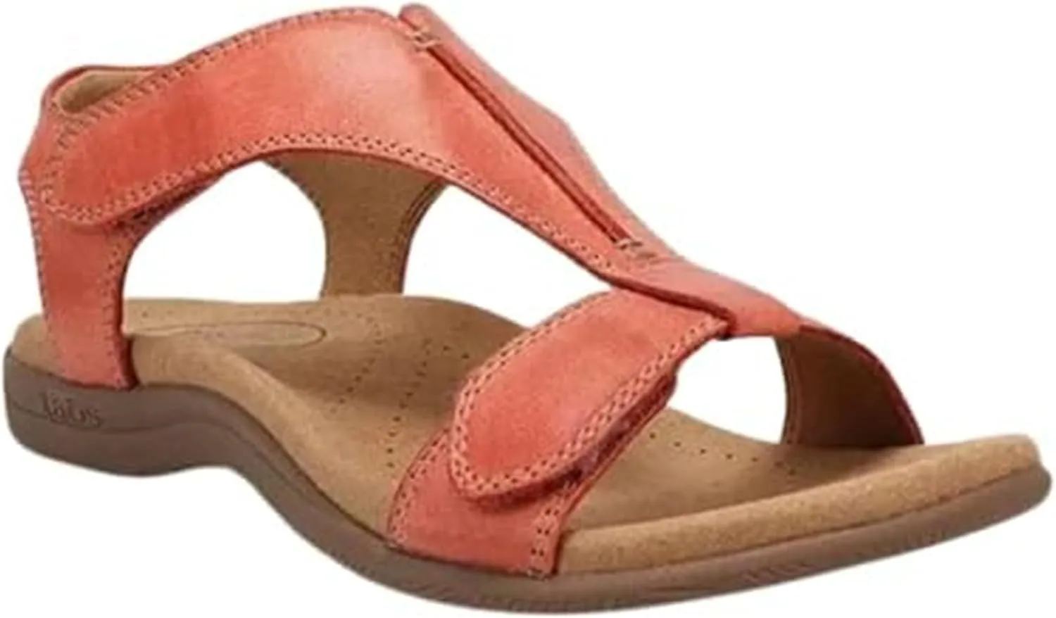 Sandals for Women Casual Summer Leather Sandal Platform Wedge Sandal Comfort Arch Support Cooling Gel Padding and an Adjustable Fit Walking Comfort Sandals,Red,US7/EU38