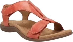 Sandals for Women Casual Summer Leather Sandal Platform Wedge Sandal Comfort Arch Support Cooling Gel Padding and an Adjustable Fit Walking Comfort Sandals,Red,US7/EU38