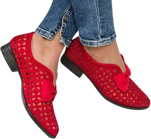 Sandals for Women Platform, Pointed Toe Breathable Wedges Loafers Bowknot Hollow Out Walking Shoes Beach Casual Sandals