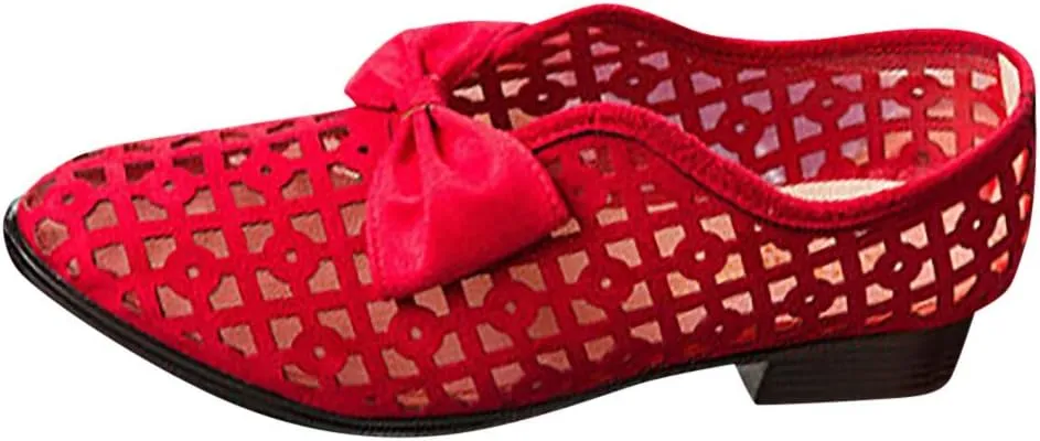 Sandals for Women Platform, Pointed Toe Breathable Wedges Loafers Bowknot Hollow Out Walking Shoes Beach Casual Sandals