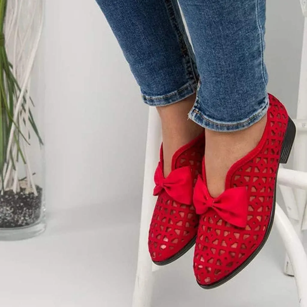 Sandals for Women Platform, Pointed Toe Breathable Wedges Loafers Bowknot Hollow Out Walking Shoes Beach Casual Sandals