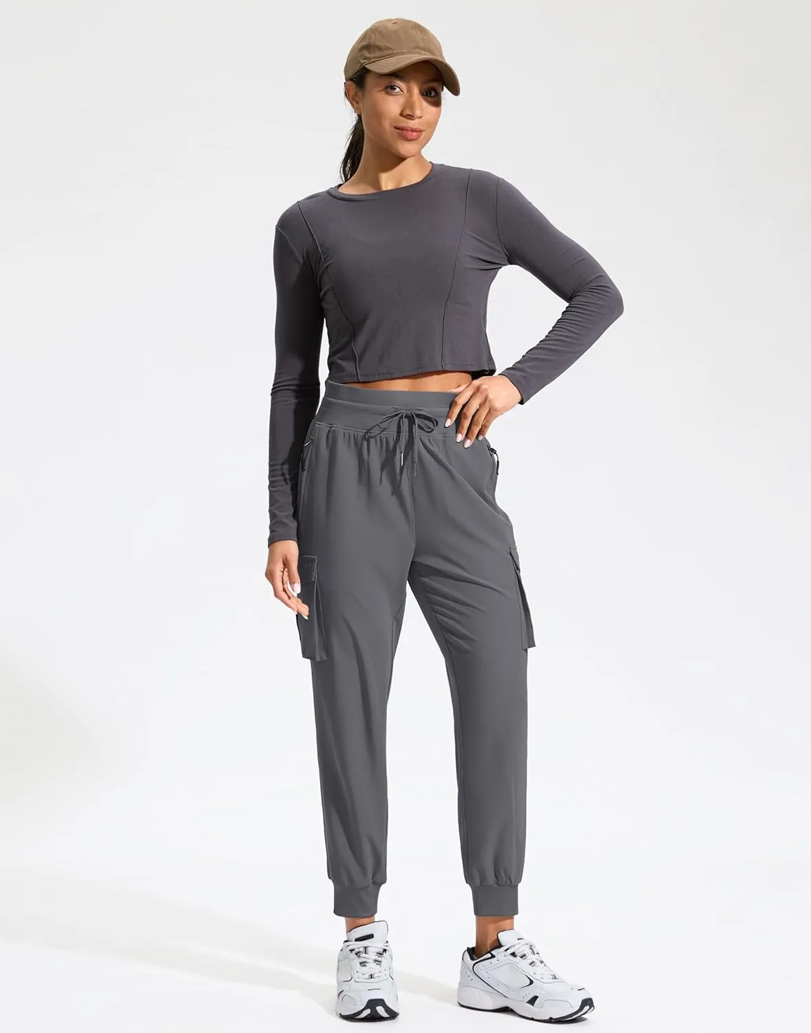 SANTINY Women's Cargo Pants with 6 Pockets Lightweight Quick Dry Travel Hiking Pants Casual Summer Joggers