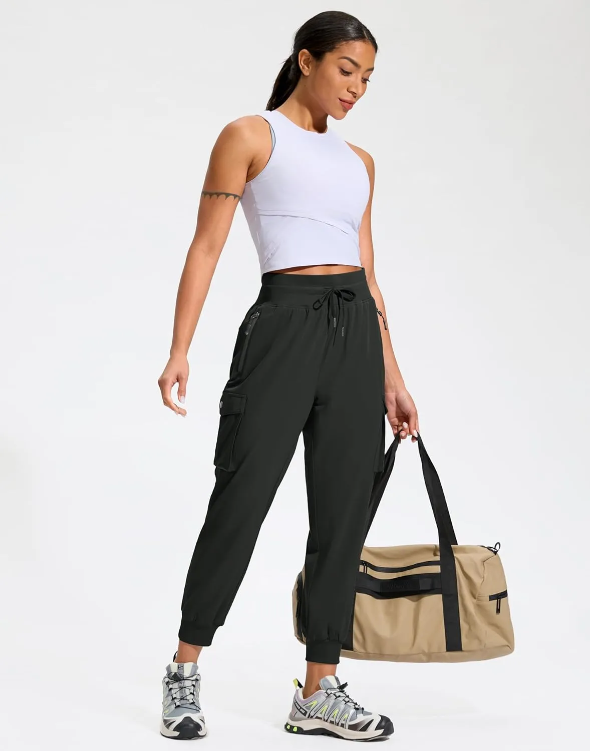 SANTINY Women's Cargo Pants with 6 Pockets Lightweight Quick Dry Travel Hiking Pants Casual Summer Joggers