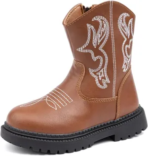 Sawimlgy Toddler Boys Girls Classic Hiking Boots PU Leather Outdoor Four Seasons Ankle Sneaker High Top Durable Rubber Sole Casual Shoes