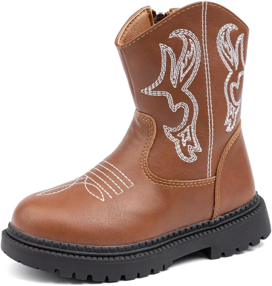 Sawimlgy Toddler Boys Girls Classic Hiking Boots PU Leather Outdoor Four Seasons Ankle Sneaker High Top Durable Rubber Sole Casual Shoes