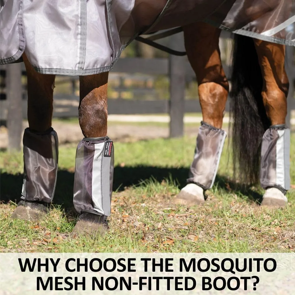 Schneiders Mosquito Mesh II Non-Fitted Horse Fly Boots | Set of 4 | Enhanced Leg Protection & Airflow | Reflective Safety Design | Color Gray