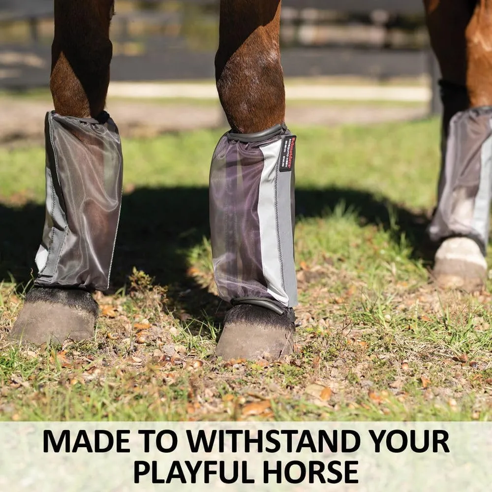 Schneiders Mosquito Mesh II Non-Fitted Horse Fly Boots | Set of 4 | Enhanced Leg Protection & Airflow | Reflective Safety Design | Color Gray