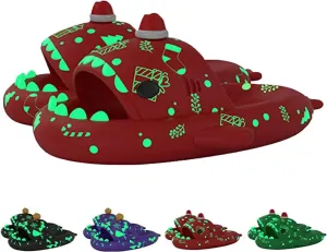 Shark Slides Glow in the Dark, Christmas Shark Slides, Santa Shark Slides, 3D Cartoon Spooky Cloudy Shark Slippers