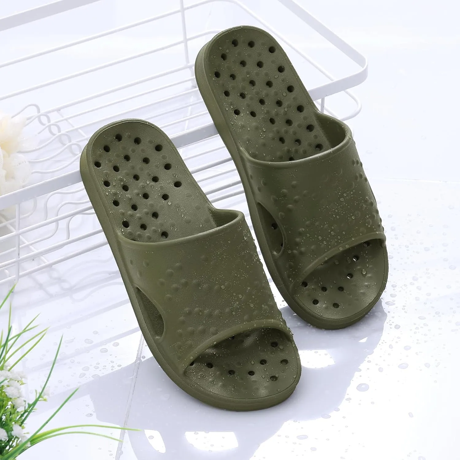 shevalues Shower Shoes for Women with Arch Support Quick Drying Pool Slides Lightweight Beach Sandals with Drain Holes