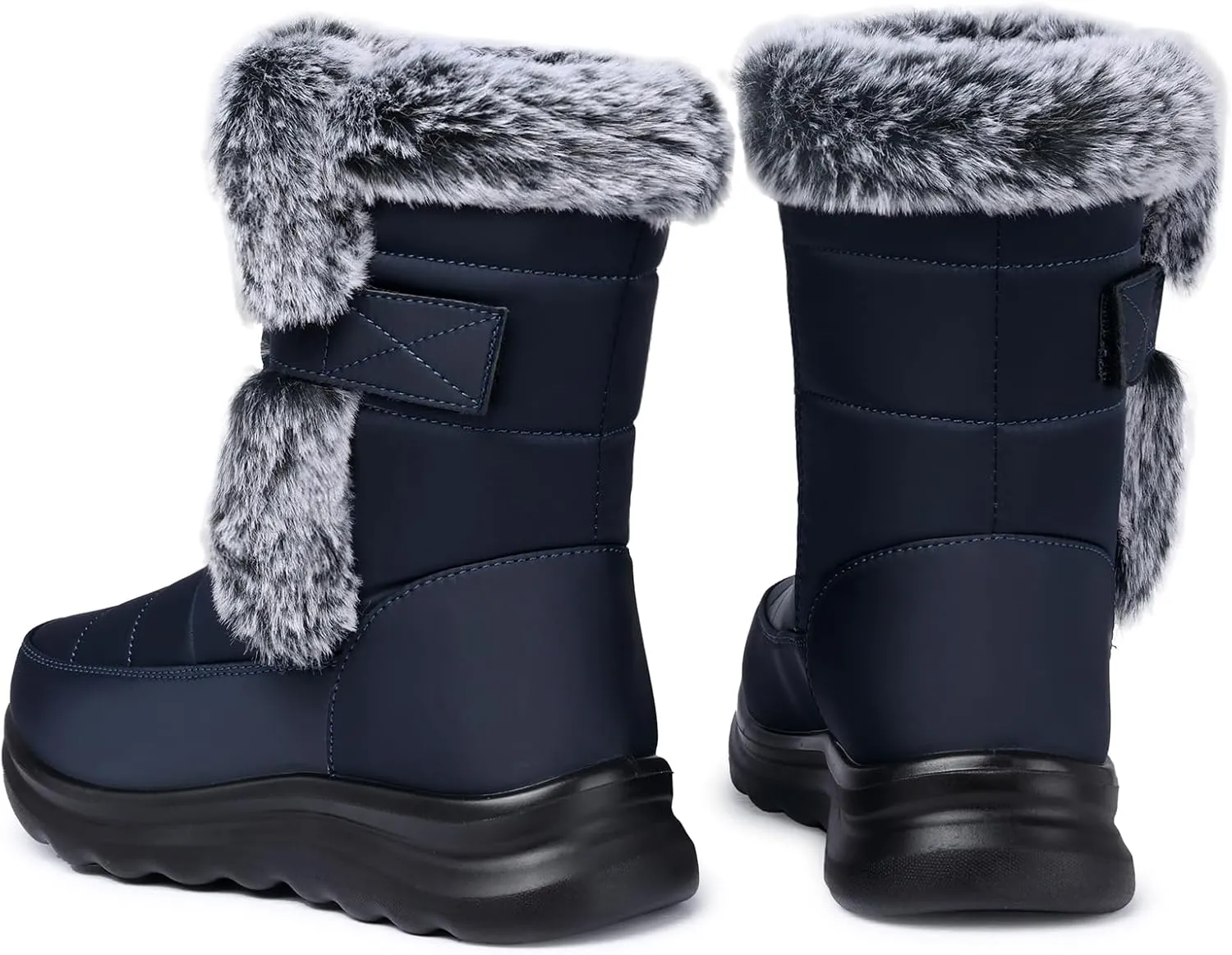 SHIBEVER Waterproof Winter Boots for Women: Snow Mid Calf Fur Lined Warm Women Boot Outdoor Resistant Booties