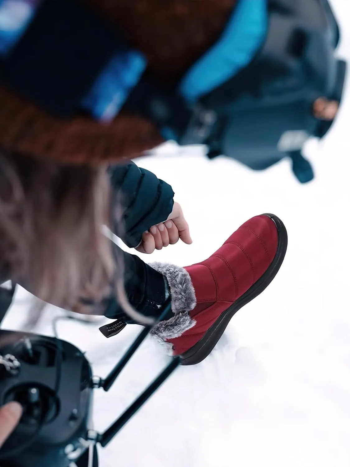 SHIBEVER Winter Waterproof Boots for Women: Snow Womens Ankle Fur Lined Shoes Slip On Warm Insulated Winter Boot