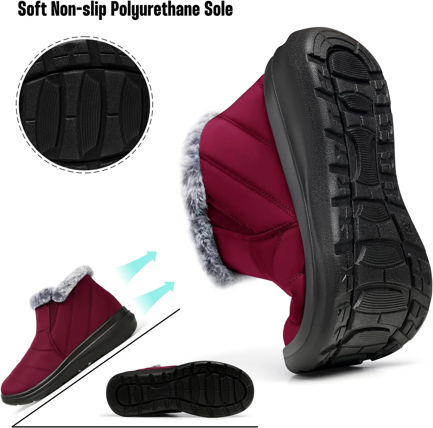 SHIBEVER Winter Waterproof Boots for Women: Snow Womens Ankle Fur Lined Shoes Slip On Warm Insulated Winter Boot