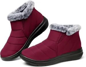 SHIBEVER Winter Waterproof Boots for Women: Snow Womens Ankle Fur Lined Shoes Slip On Warm Insulated Winter Boot
