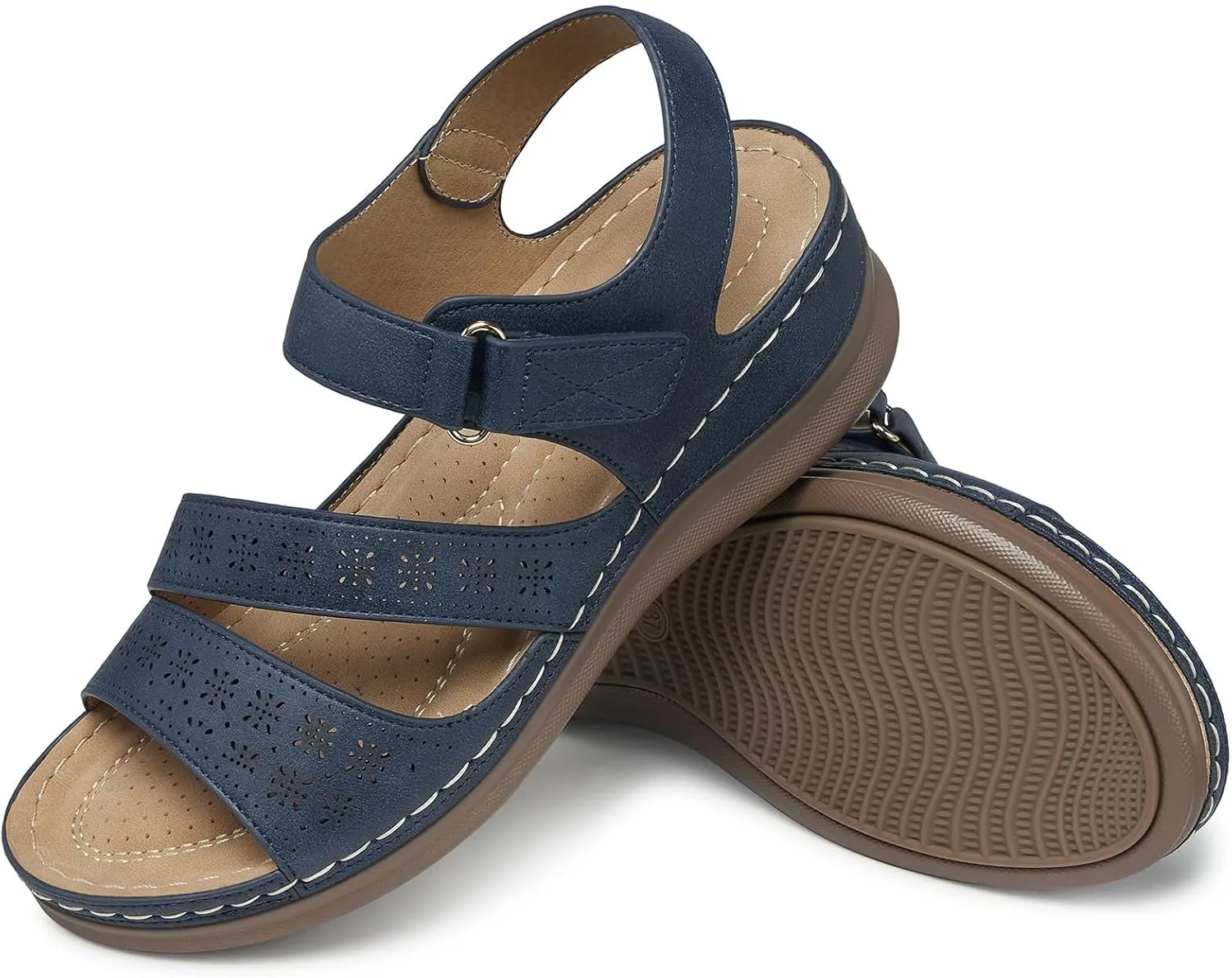 SHIBEVER Women's Wedge Sandals Platform: Comfortable Dressy Arch Support Ankle Strap - Summer Open Toe Women Sandals