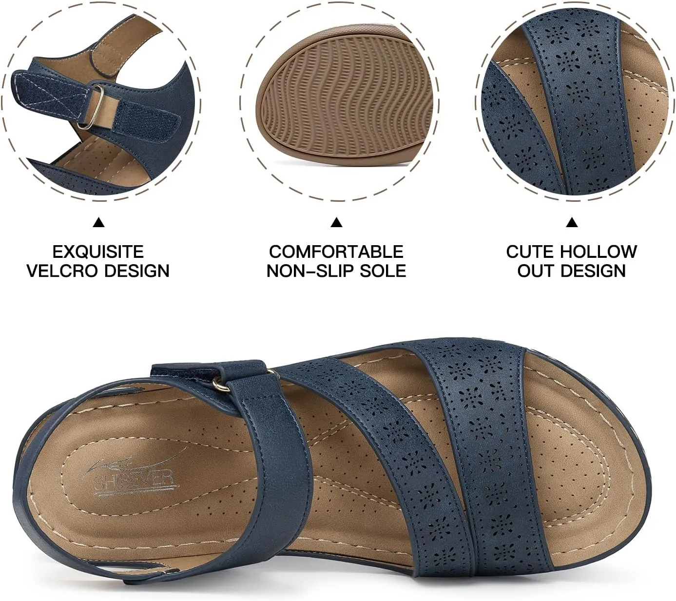 SHIBEVER Women's Wedge Sandals Platform: Comfortable Dressy Arch Support Ankle Strap - Summer Open Toe Women Sandals