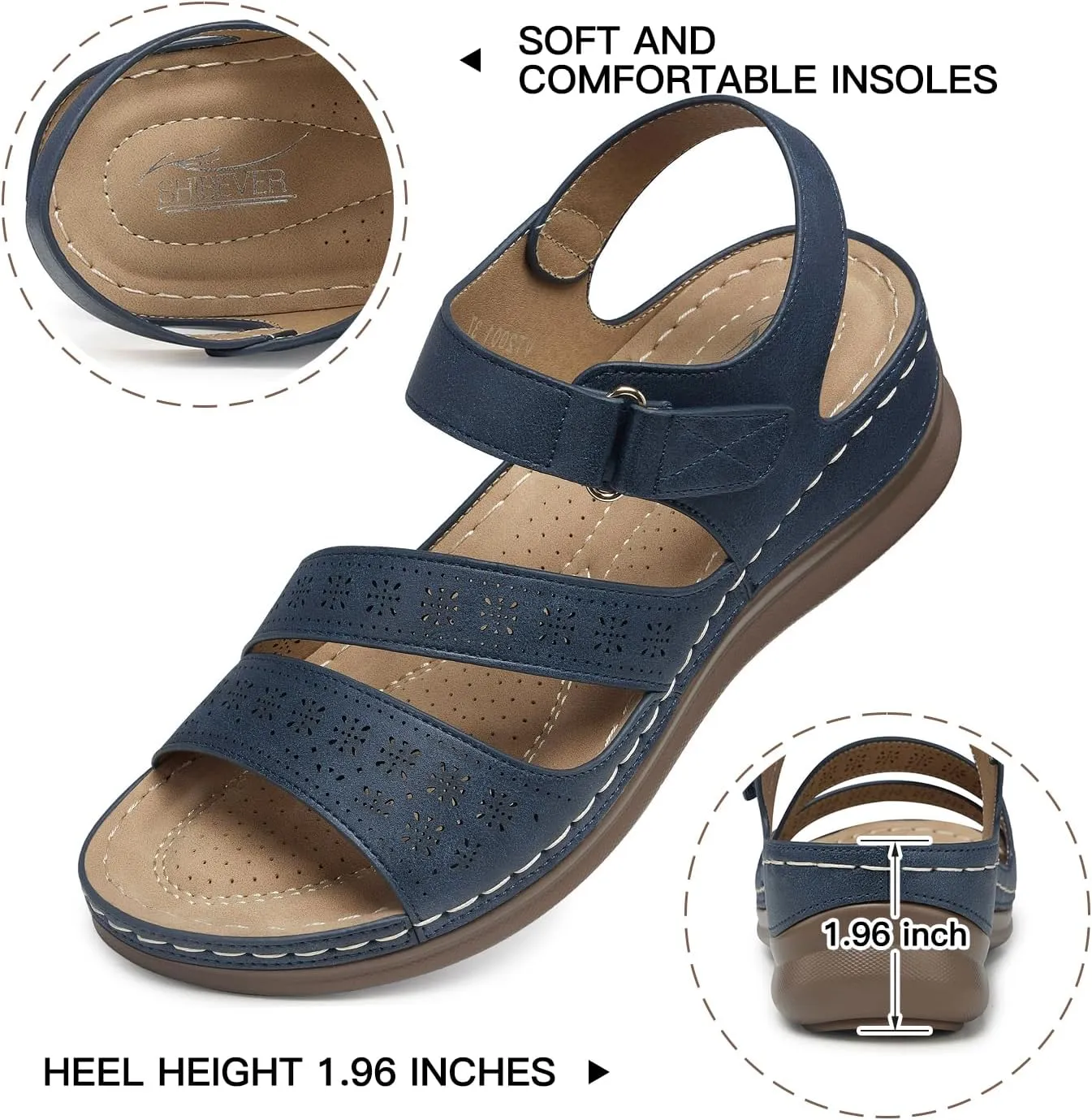 SHIBEVER Women's Wedge Sandals Platform: Comfortable Dressy Arch Support Ankle Strap - Summer Open Toe Women Sandals