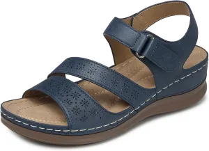 SHIBEVER Women's Wedge Sandals Platform: Comfortable Dressy Arch Support Ankle Strap - Summer Open Toe Women Sandals