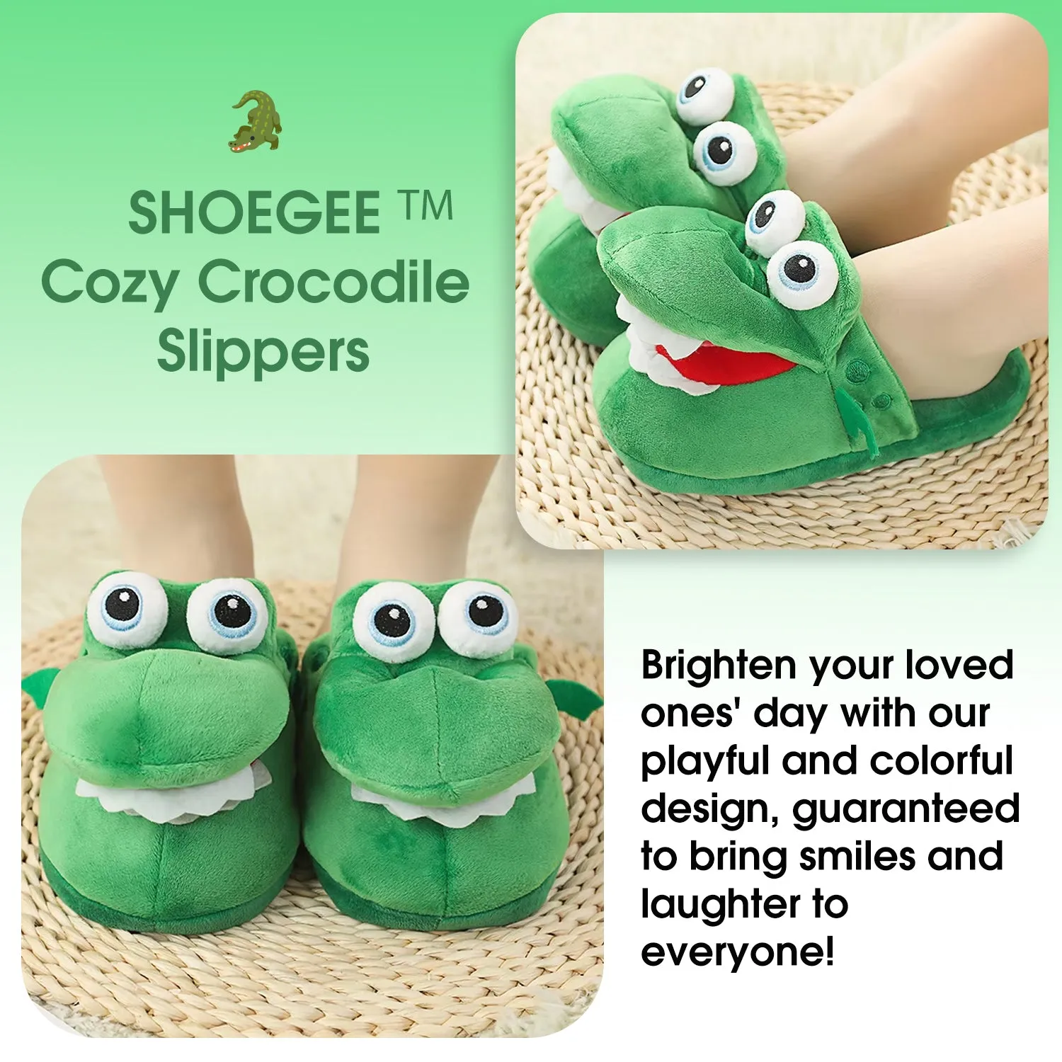 SHOEGEEᵀᴹ Cozy Crocodile Slippers