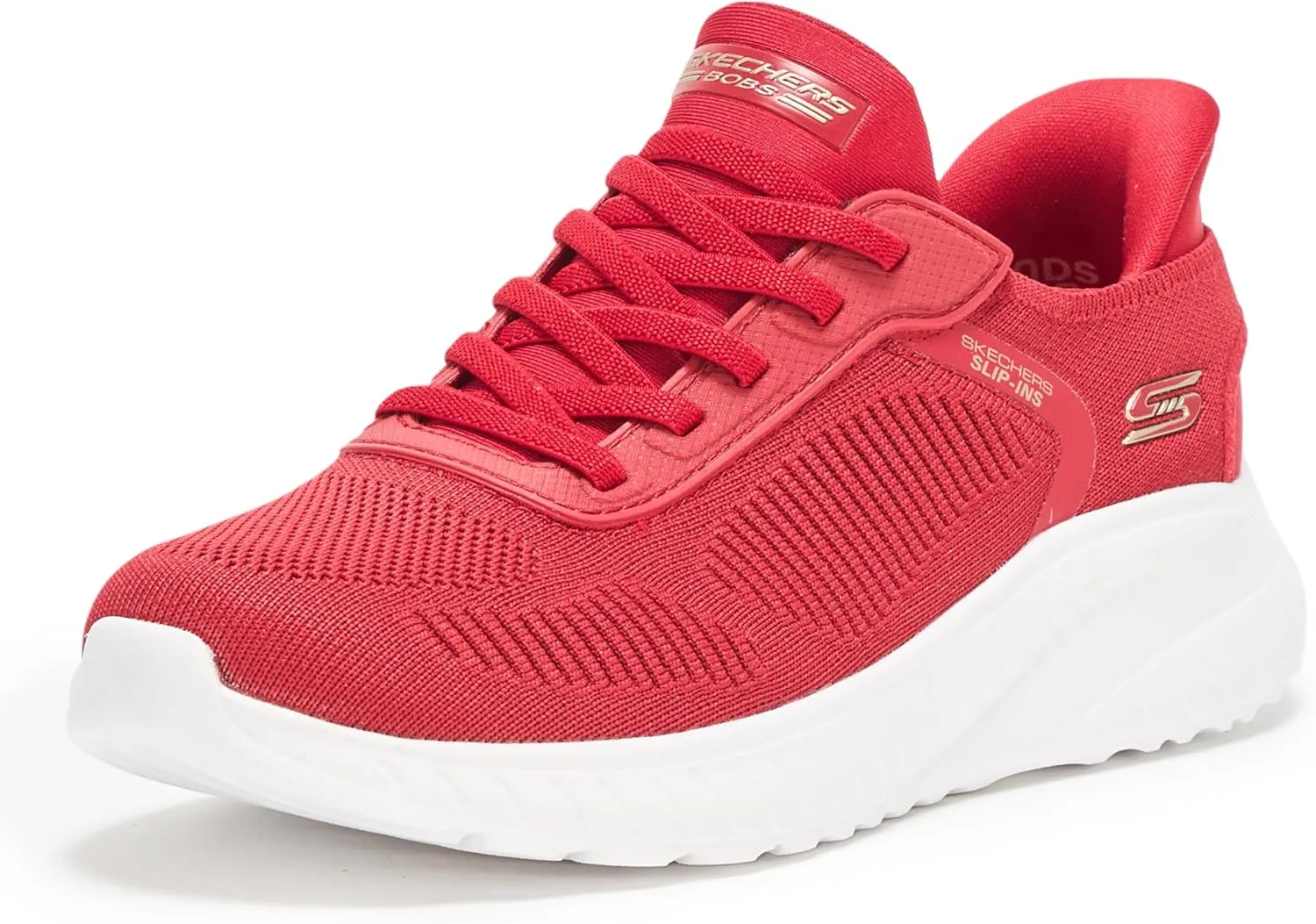 Skechers Women's Hands Free Slip-INS BOBS Squad Chaos-Current Muse Sneaker, RED, 12