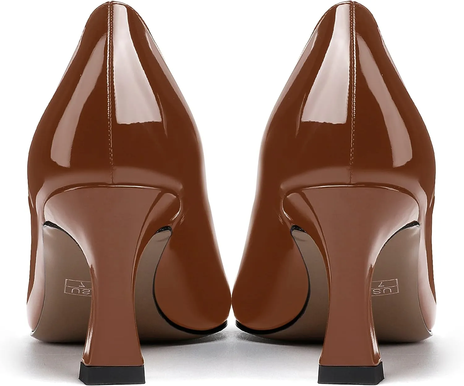 SKYSTERRY Women's Casual Round Toe Patent Bow Slip On Wedding Spool Mid Heel Pumps Shoes 2.5 Inch