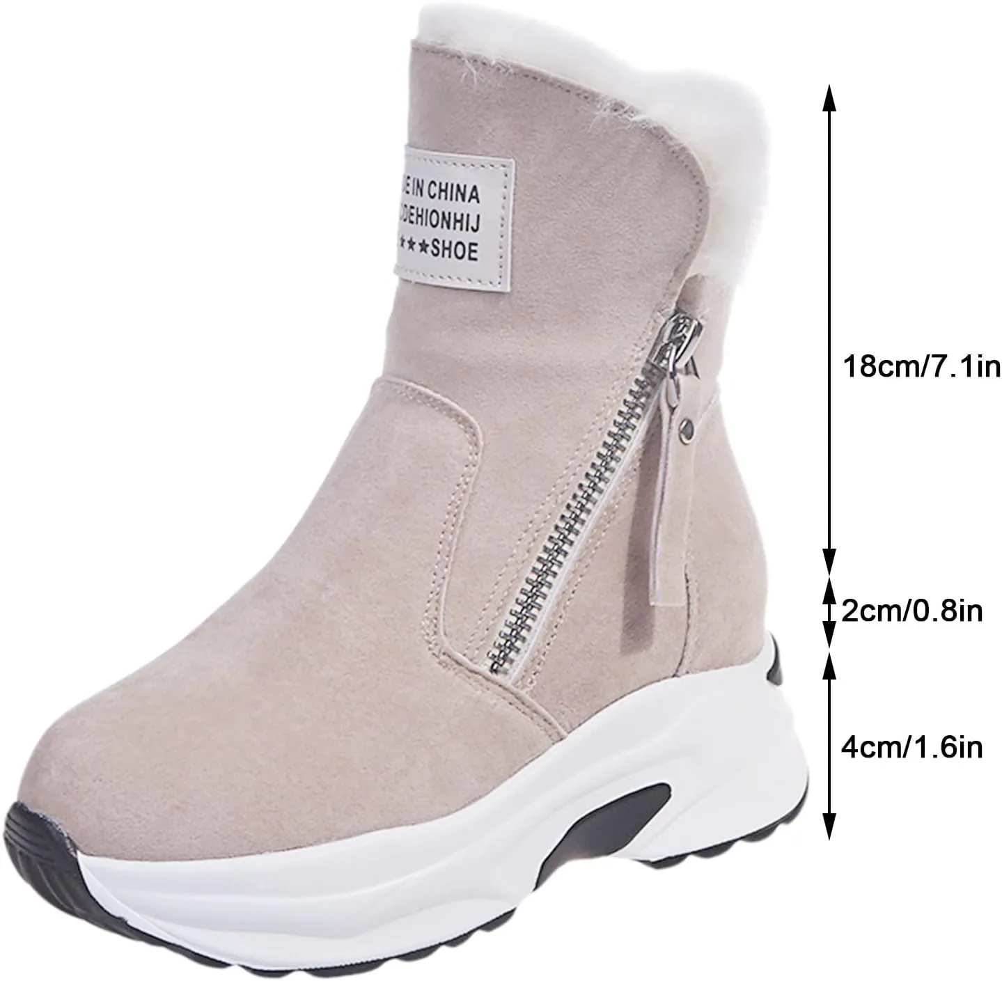 Slip On Boots Women Fur Lined Winter Boots Furry Snow Boots Waterproof Ankle Boots Ski Short Boots Suede Booties