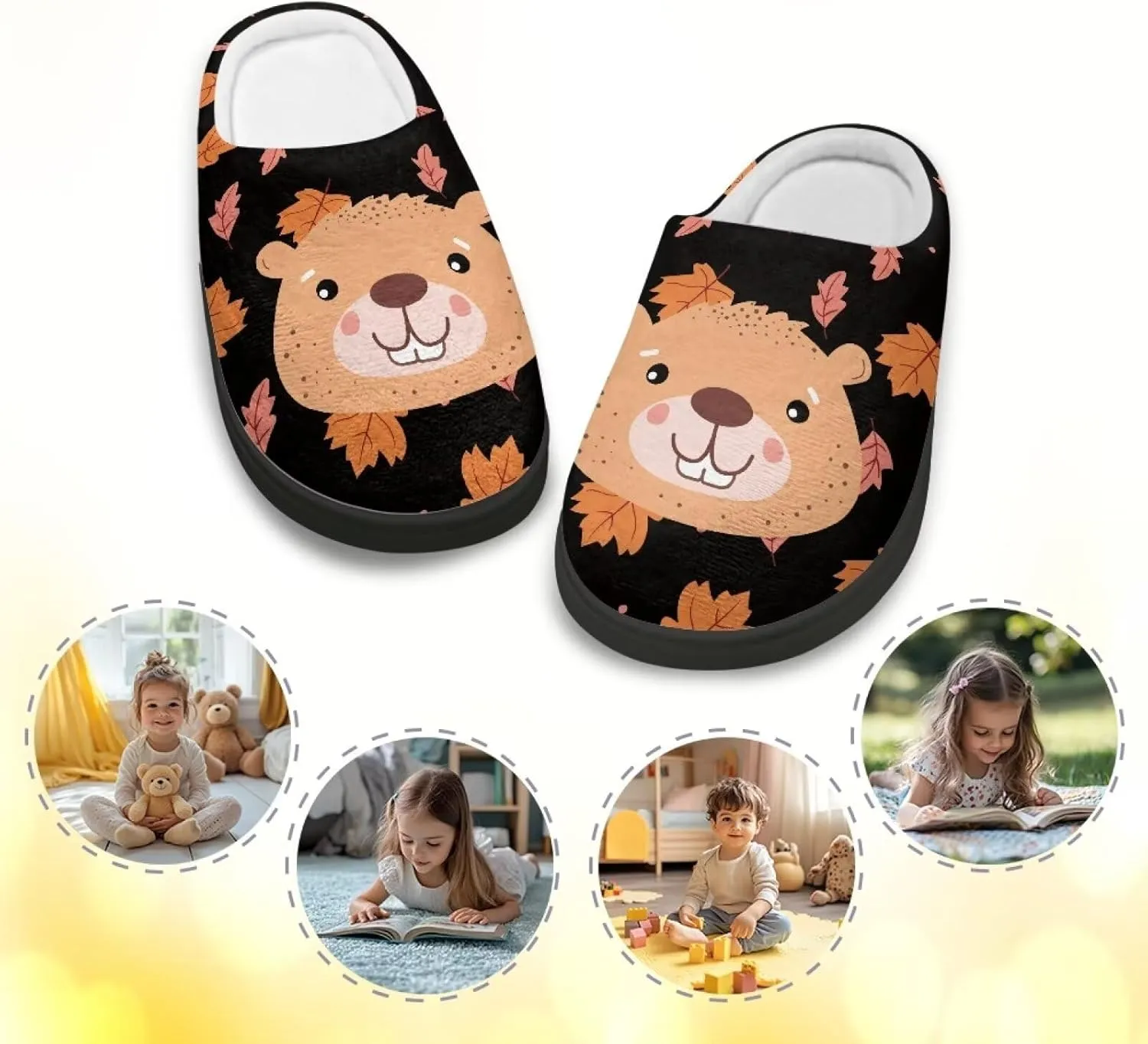 Slippers for Kids Anti-slip House Slippers Warm Plush Slippers Winter Bedroom Slippers