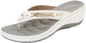 Slippers for Women Wedge Heel Casual Comfortable Slip On Sandals with Arch Support Trendy Summer Flip Flops