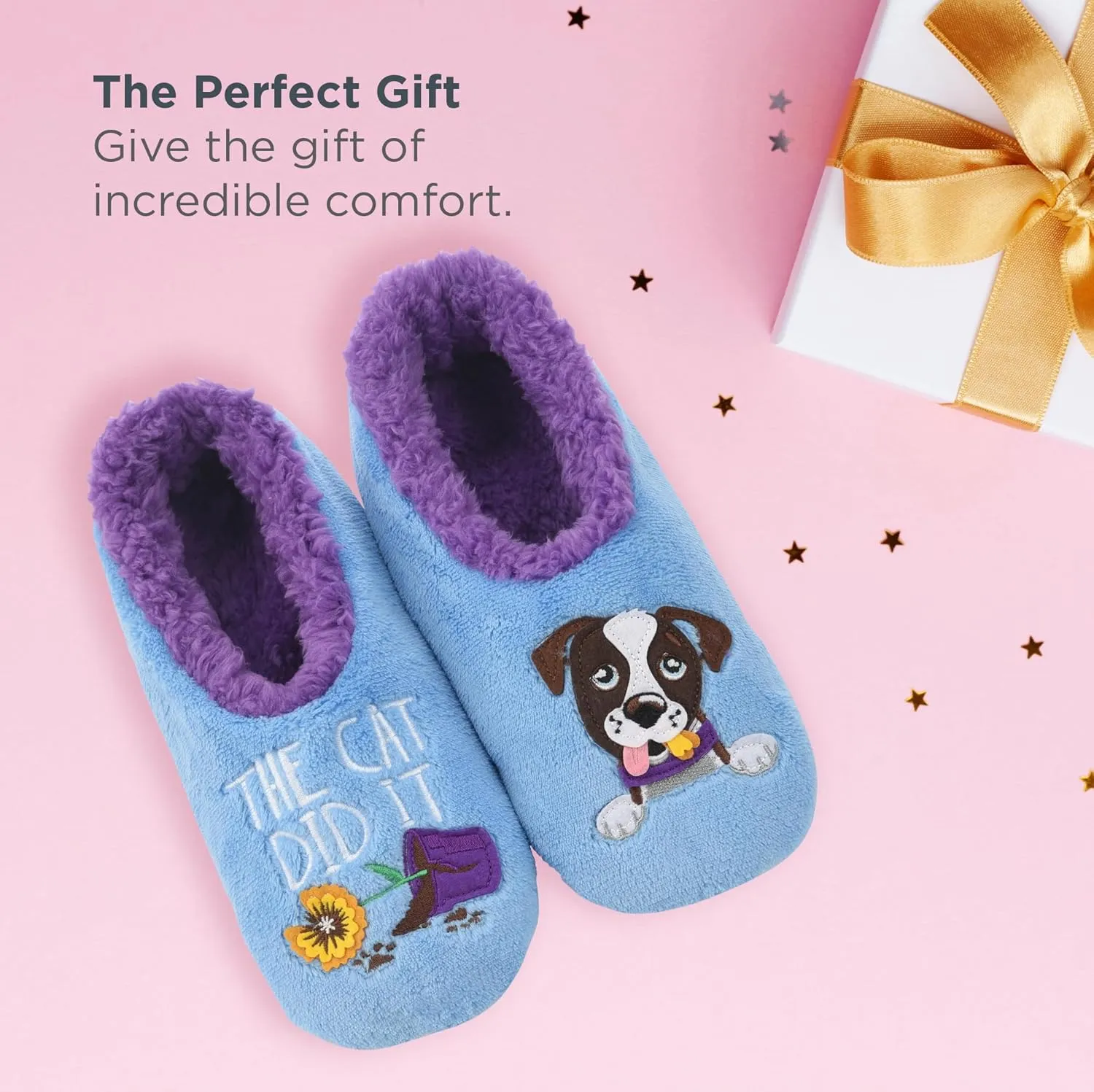 Snoozies Pairable Slipper Socks - Funny House Slippers for Women, Non-Slip Fuzzy Slipper Socks