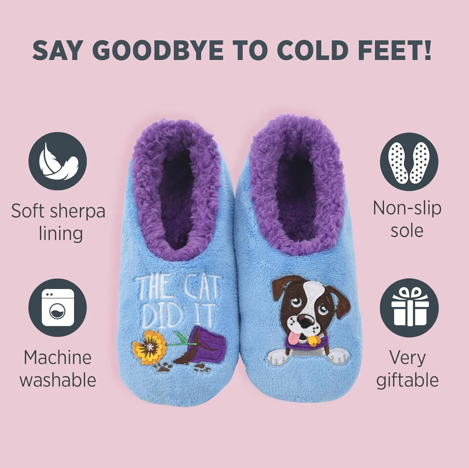 Snoozies Pairable Slipper Socks - Funny House Slippers for Women, Non-Slip Fuzzy Slipper Socks