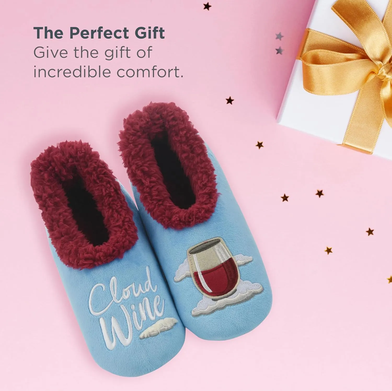 Snoozies Pairables Sherpa-lined Slipper Socks - Fuzzy and Cute Slippers for Women with Non-Slip Sole - Ladies Warm Slippers