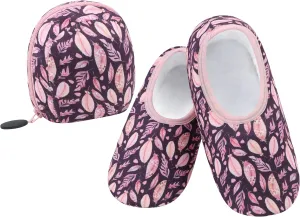 Snoozies Skinnies Womens Slipper Socks - Non-Slip Slippers with a Lightweight Sherpa Lining - Travel Slippers with Storage Pouch