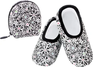 Snoozies Skinnies Womens Slipper Socks - Non-Slip Slippers with a Lightweight Sherpa Lining - Travel Slippers with Storage Pouch