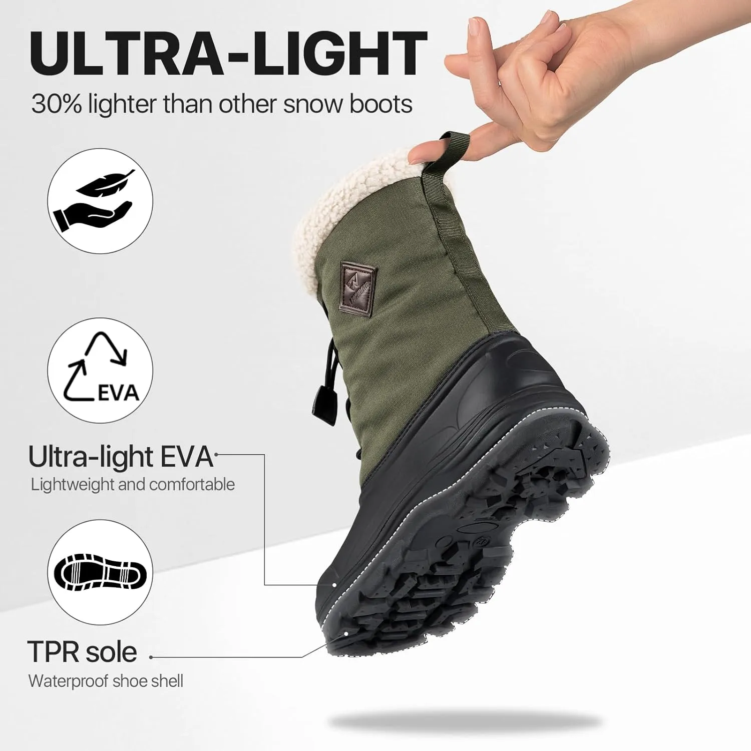 Snow Boots for Men Winter Waterproof Insulated Non Slip Plush Lined Outdoor Lightweight Warm Tactical Work Hiking Snow Boots