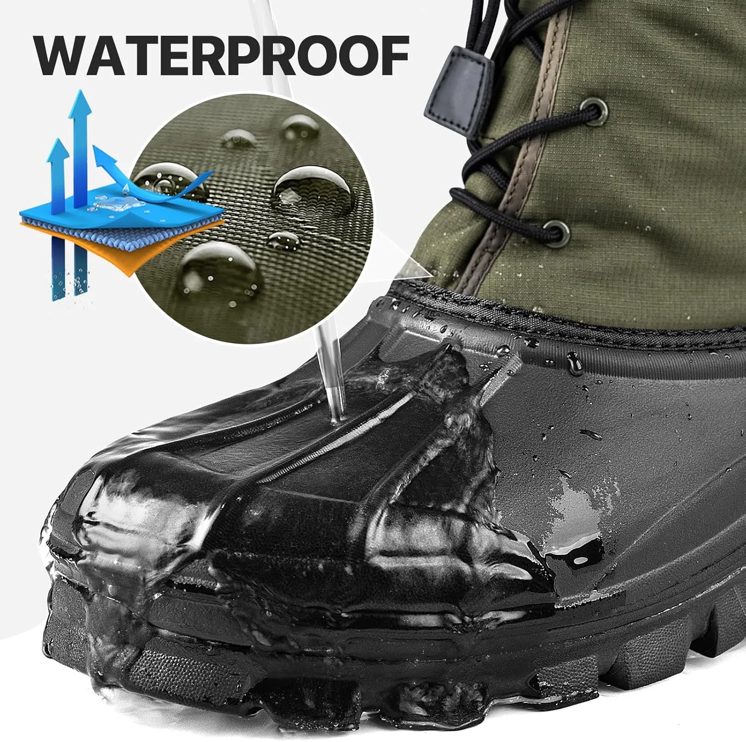 Snow Boots for Men Winter Waterproof Insulated Non Slip Plush Lined Outdoor Lightweight Warm Tactical Work Hiking Snow Boots