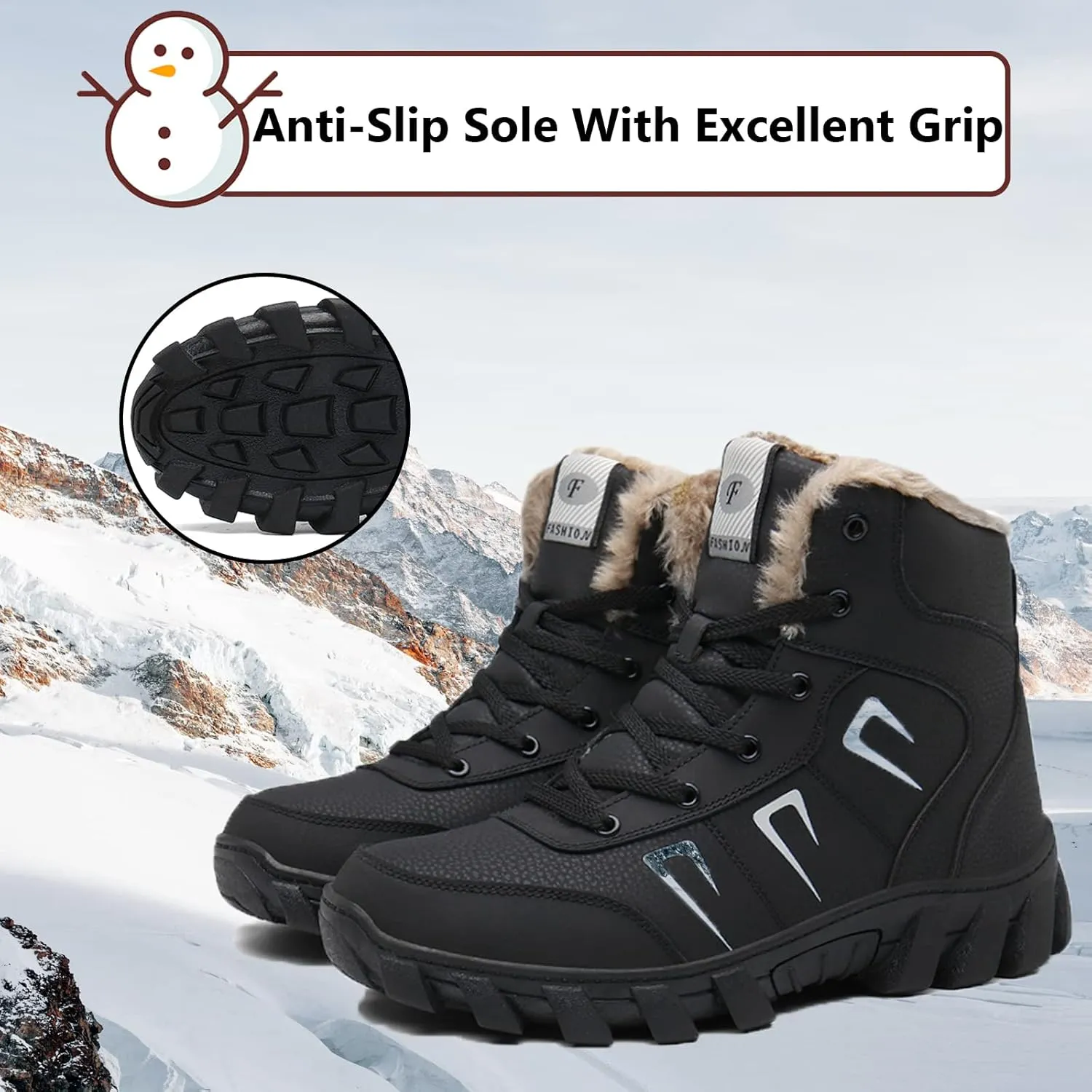 Snow Boots for Men Women Waterproof Lightweight Hiking Shoes Winter Outdoor Warm Fur Lined Trekking Boots
